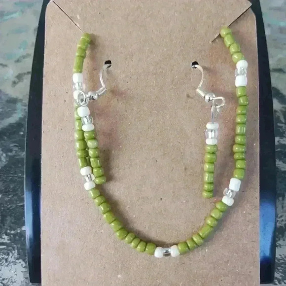 Handmade Beaded Necklace and Earrings Set - Picture 1 of 3